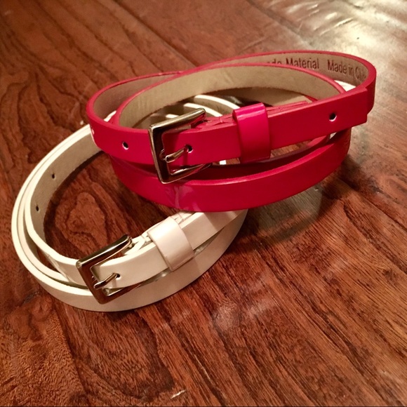 Accessories - Set of 2 Patent Leather Skinny Belts